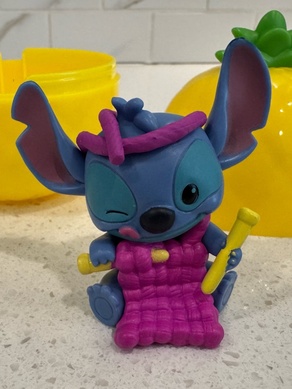 Disney Stitch Knitting 2” Figurine from Pineapple Mystery Collection (B)